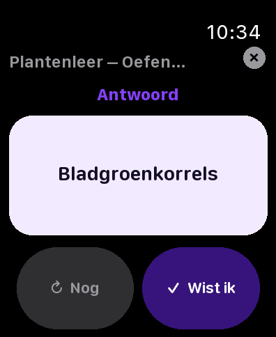 Een antwoord in de feellin.school Apple Watch-app