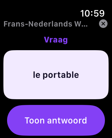 Een oefenvraag in de feellin.school Apple Watch-app
